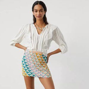 Walter Baker | Carrie Vera Cruz Multi Colored Hand Beaded Mini Skirt | NWT